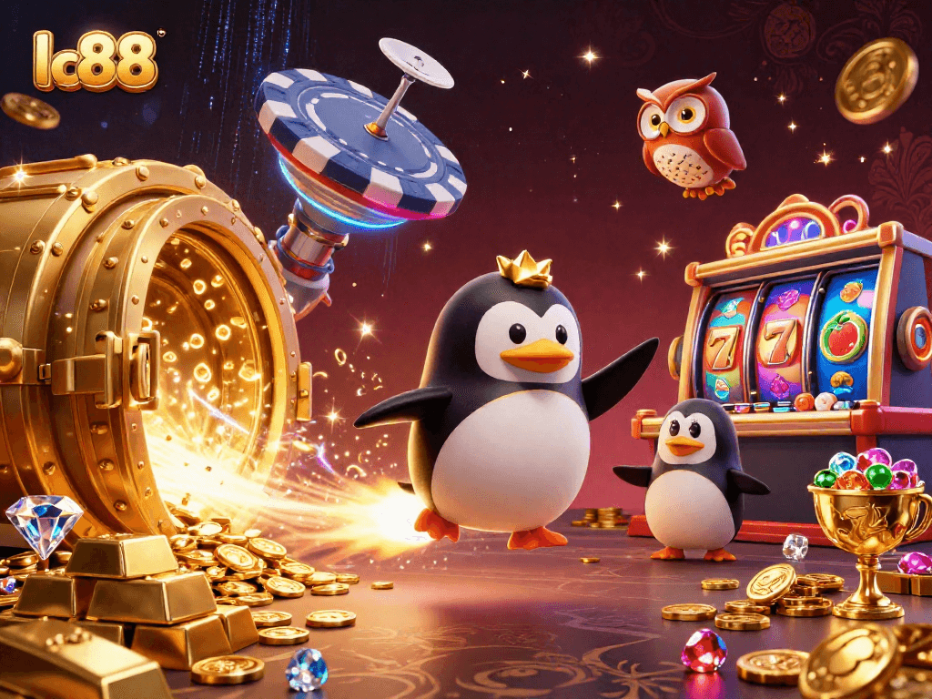 Experience thrilling slots action with lc88, featuring dynamic 3D characters and vibrant casino elements!