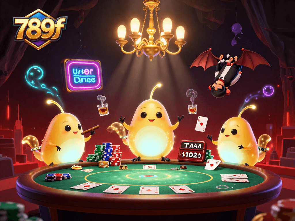 Experience the vibrant glow of 789f's casino world with glowworms lighting up poker tables and their bioluminescent charm.