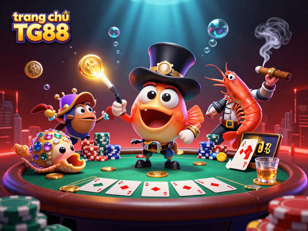 Experience the thrill at trang chủ TG88 with a captivating 3D illustration of underwater casino action.
