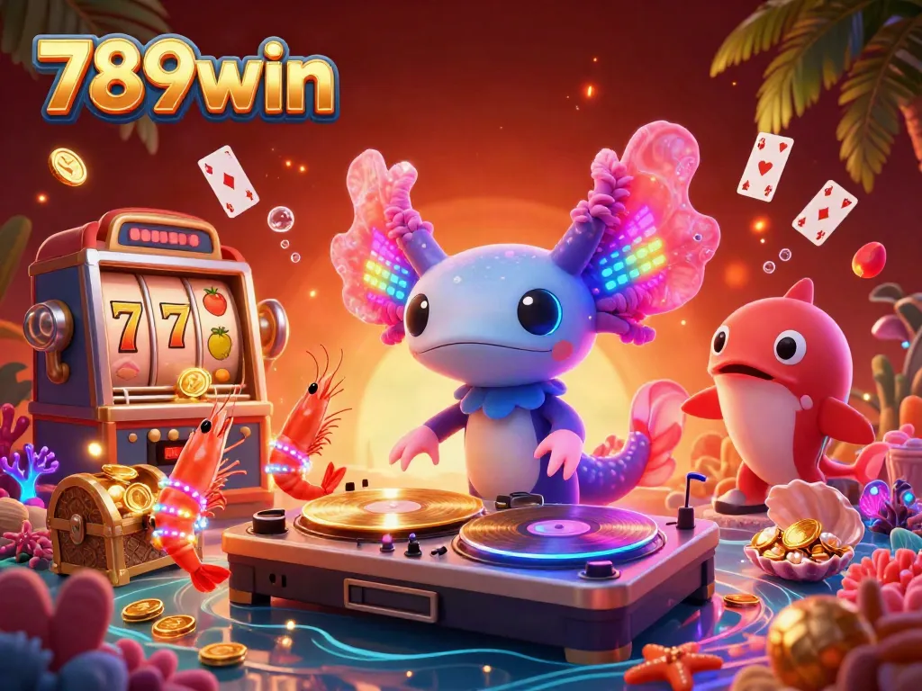 Experience vibrant fun at 789win with a lively underwater casino scene featuring dynamic characters and slot games in action.