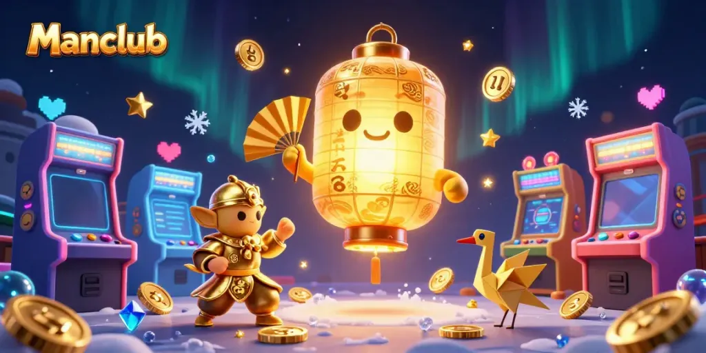 Experience thrilling gameplay at Manclub with vibrant characters and casino elements in a dynamic scene.