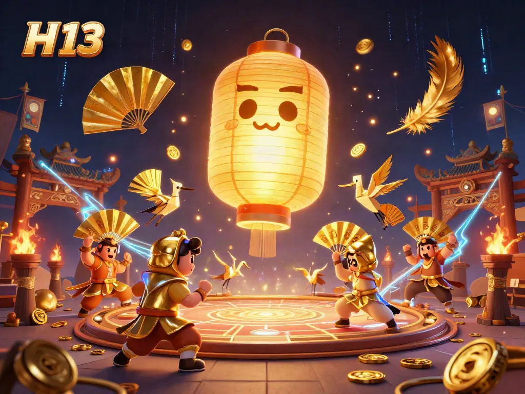 Engage with H 13 at a thriving casino backdrop filled with vibrant elements and lucky symbols.
