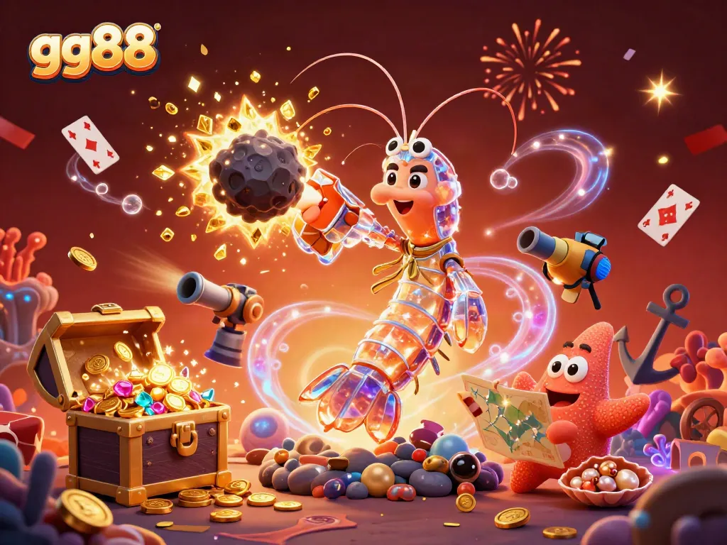Experience thrilling casino adventures with GG88's vibrant 3D gaming illustration.