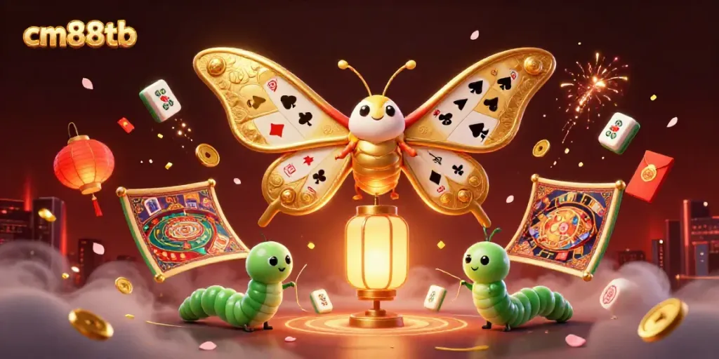 Experience the vibrant world of cm88tb with a majestic atlas moth and casino symbols.