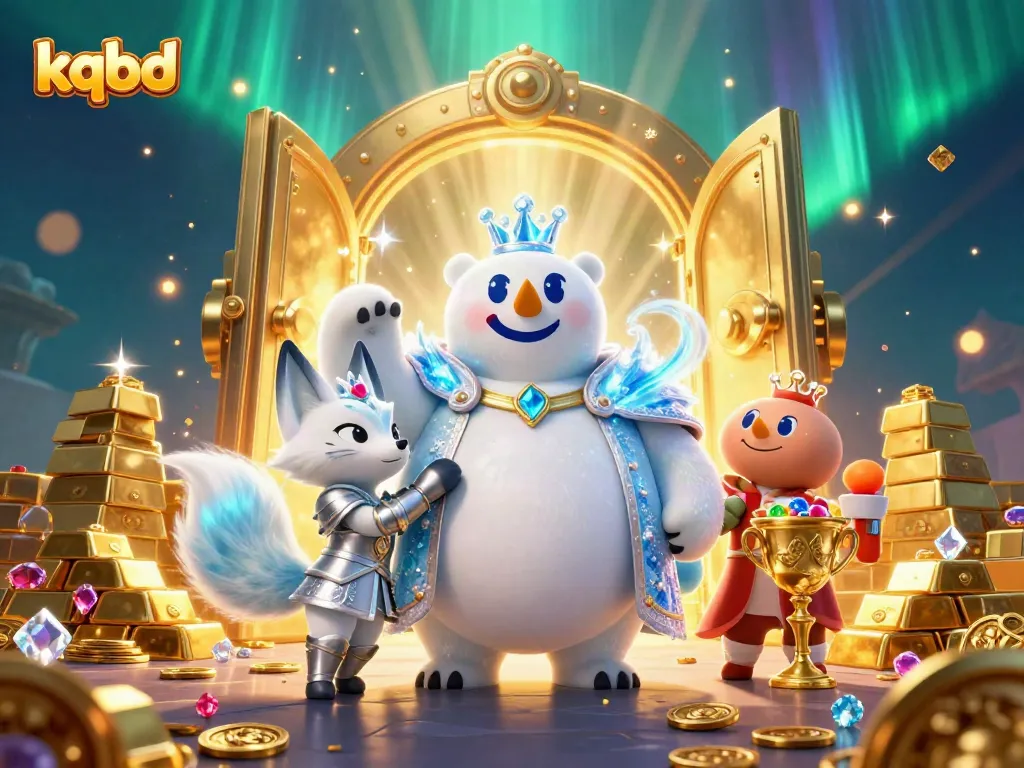 Experience thrilling kqbd action in a dazzling polar bear and snow fox casino adventure illustration.