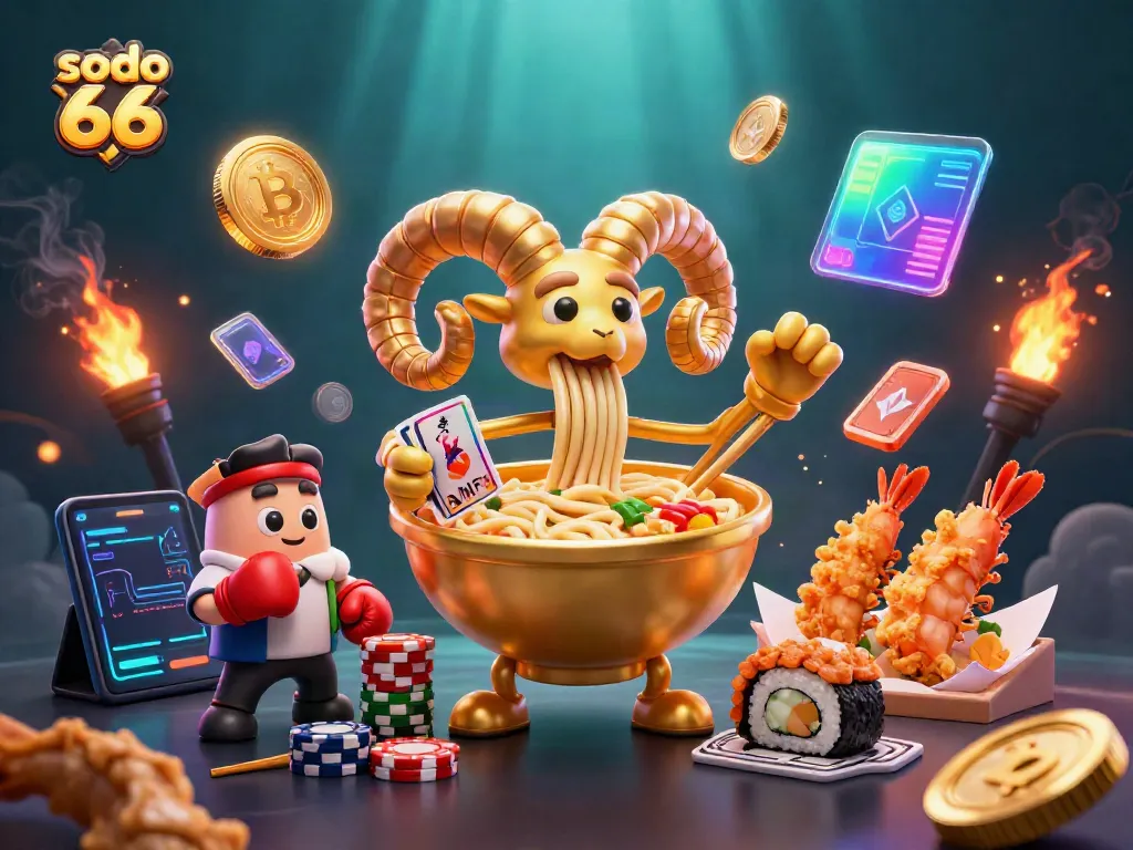 Engage in thrilling gaming action at sodo 66 with vibrant casino characters and crypto elements.