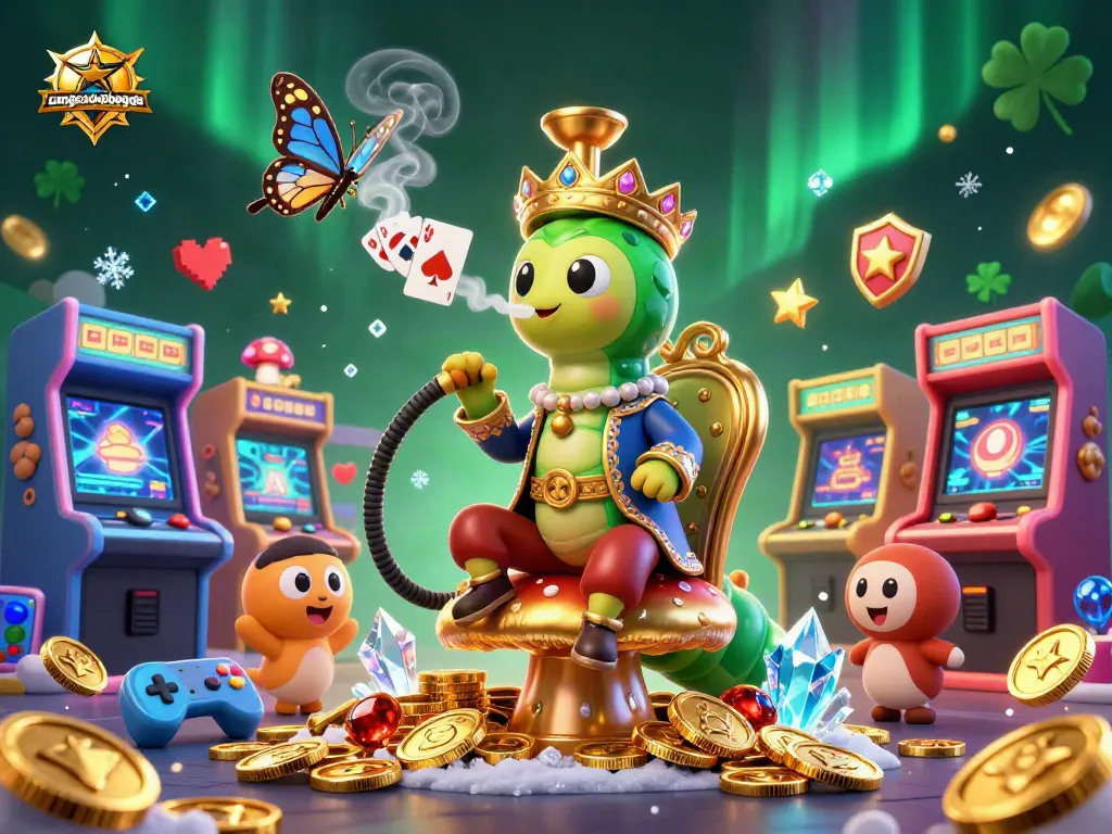 Engage in thrilling games at trangcadobongda with a vibrant cartoon caterpillar and dynamic casino elements.