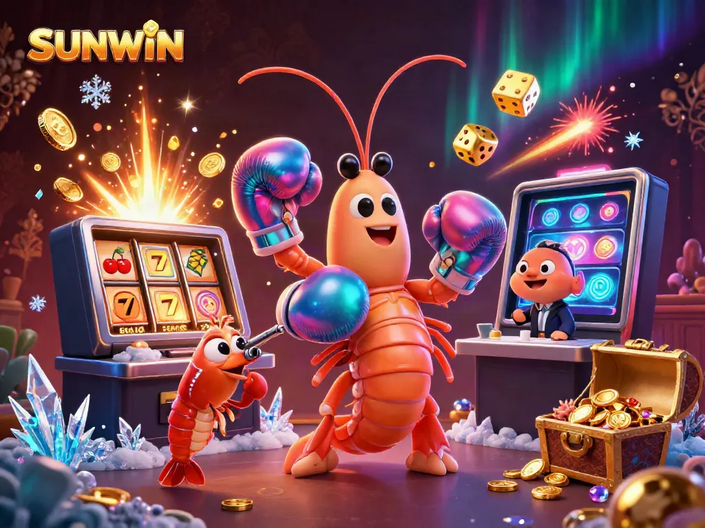 Experience SUNWIN's thrilling gaming scene with vibrant characters and dynamic casino elements.