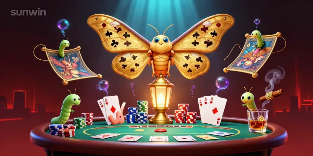 Engage with exciting gameplay at sunwin featuring vibrant casino elements and a captivating golden atlas moth.