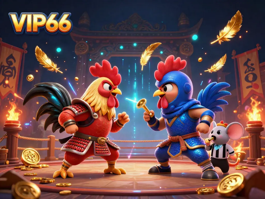 Engage in thrilling battles with VIP66's vibrant fighting roosters showcasing ninja and samurai styles.